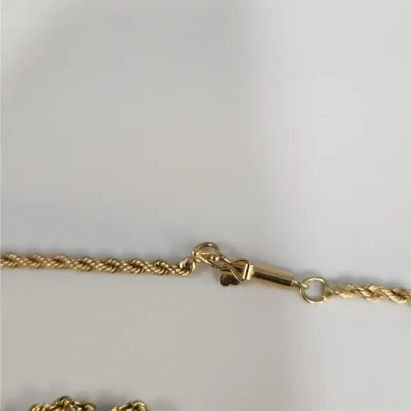14k Yellow Gold Rope Chain Necklace 20in Classic Twist Link, Secure Barrel Clasp - Picture 8 of 11